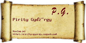 Pirity György névjegykártya