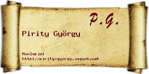 Pirity György névjegykártya